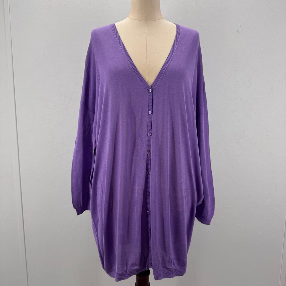 NWT Parosh Lavender Longline Silk Cardigan Sweater sz L Minimalist Cabin Preppy